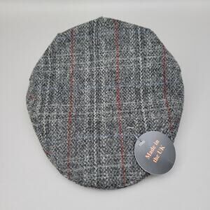Glen Appin Scotland Harris Tweed Wool Flat Cap Mens Small Herringbone Newsboy